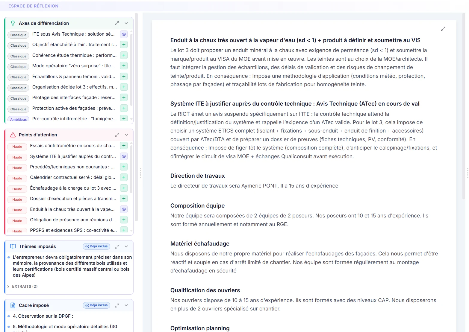 Espace de réflexion de Penko : axes, points d'attention, thèmes et cadre imposés, notes