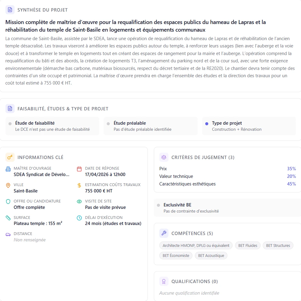 Synthèse complète d'un DCE générée par Penko